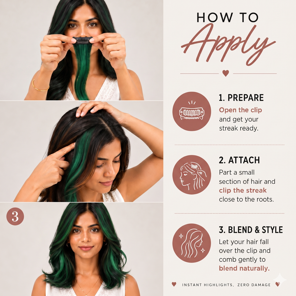 Clip-In-Color Streak- GREEN