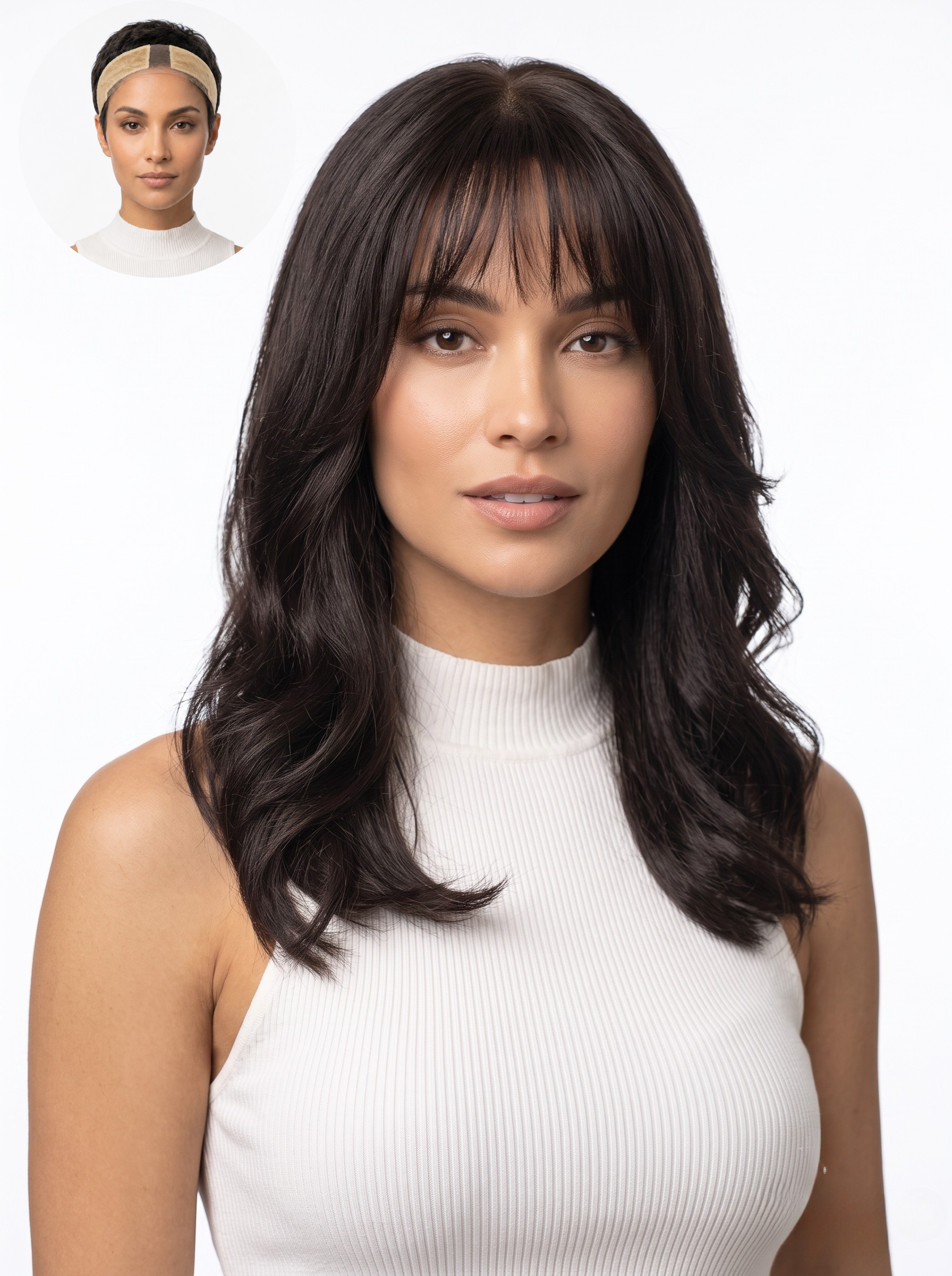 FULL HEAD WITH BANGS- SILK BASE WIG